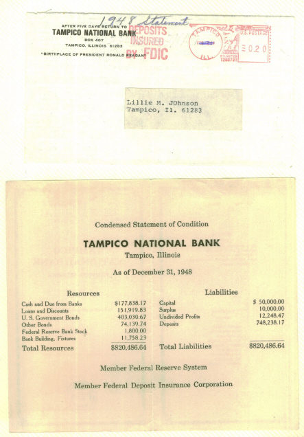 1948 Bank Statement for Tampico Nat'l Bank